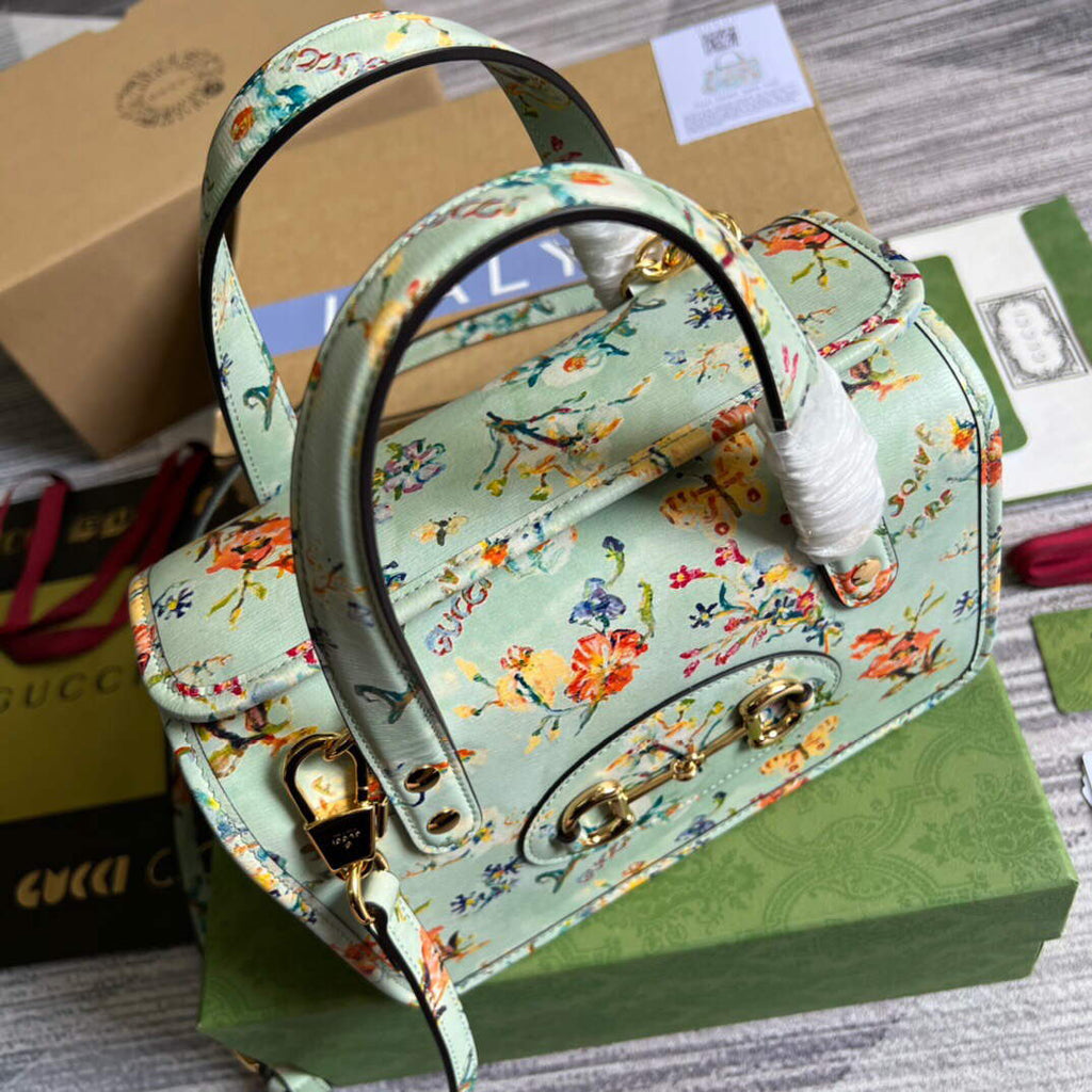 Gucci 645453 Gucci Horsebit 1955 Mini Top Handle Bag Green