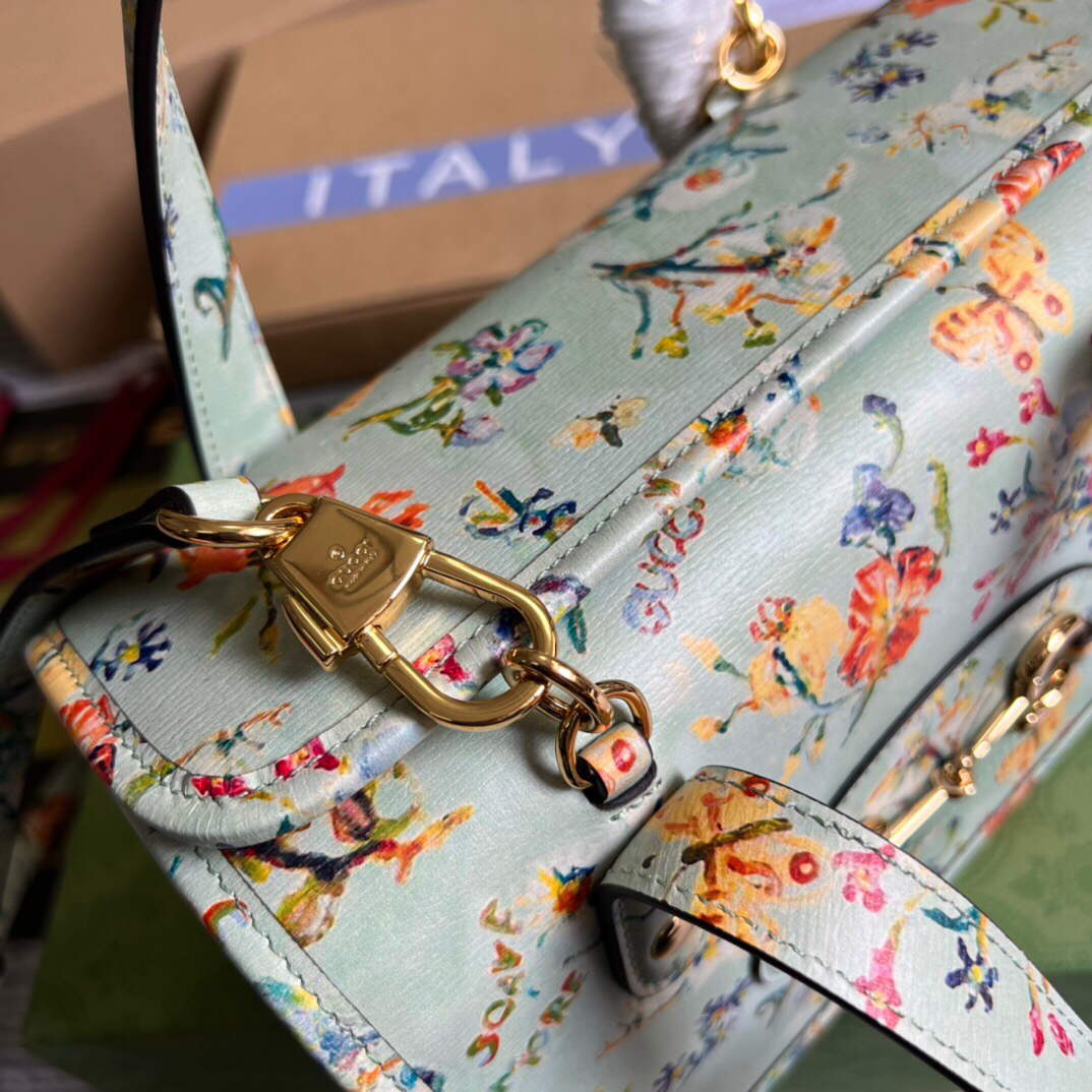 Gucci 645453 Gucci Horsebit 1955 Mini Top Handle Bag Green