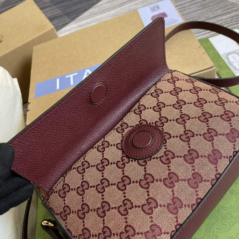 Gucci 645454 Gucci Horsebit 1955 Small Shoulder Bag Wine Red