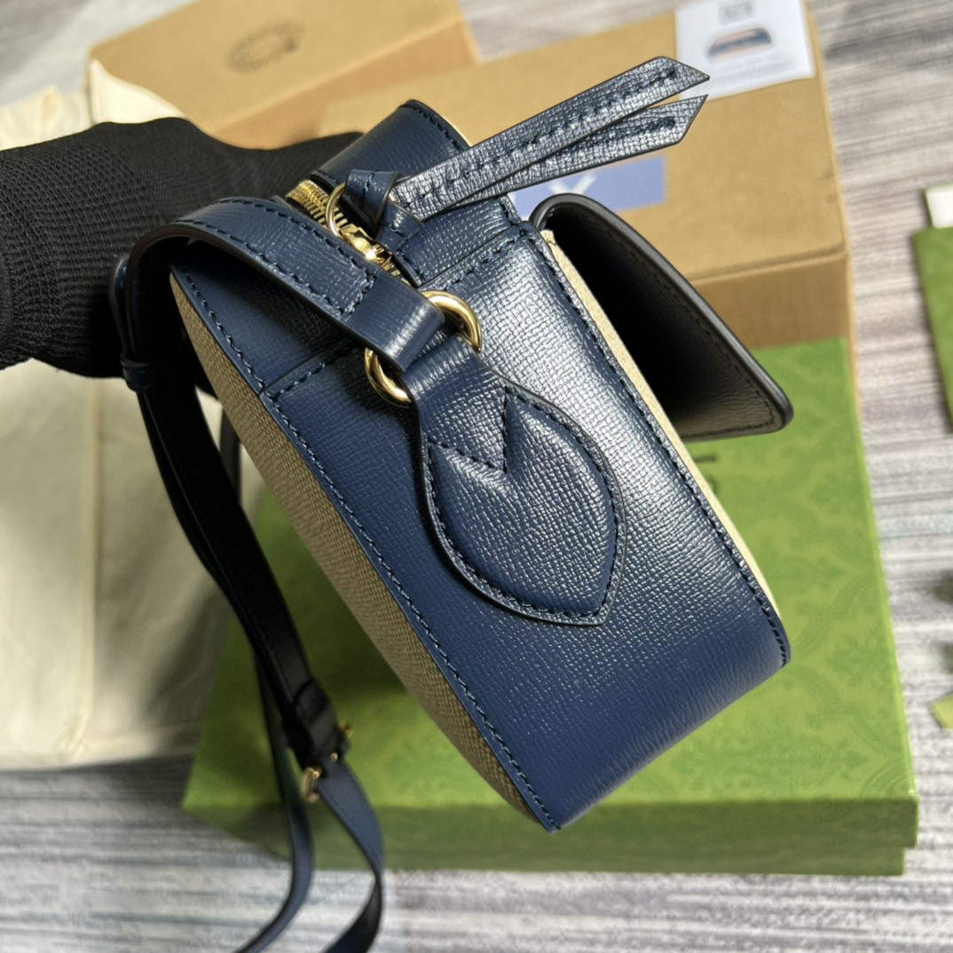 Gucci 645454 Gucci Horsebit 1955 Small Shoulder Bag Beige Blue - Default Title - View 3