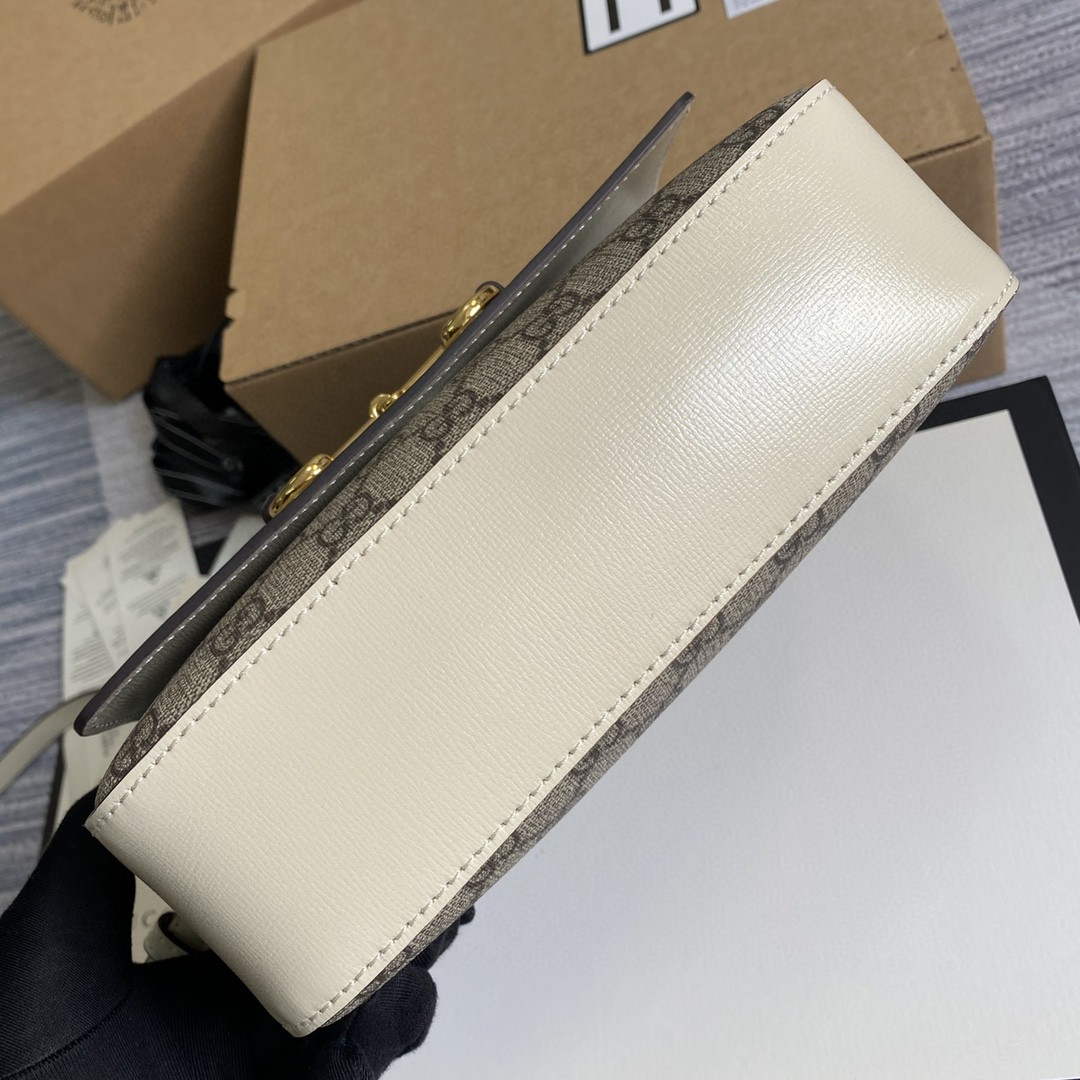 Gucci 645454 GG Horsebit 1955 Small Shoulder Bag Beige - Default Title - View 4