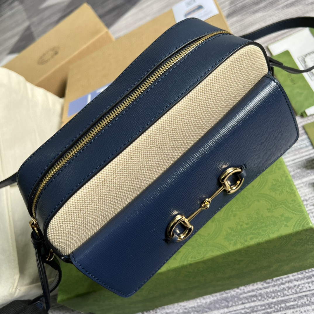 Gucci 645454 Gucci Horsebit 1955 Small Shoulder Bag Beige Blue - Default Title - View 4