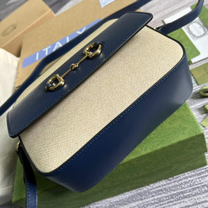Gucci 645454 Gucci Horsebit 1955 Small Shoulder Bag Beige Blue - Default Title - View 7