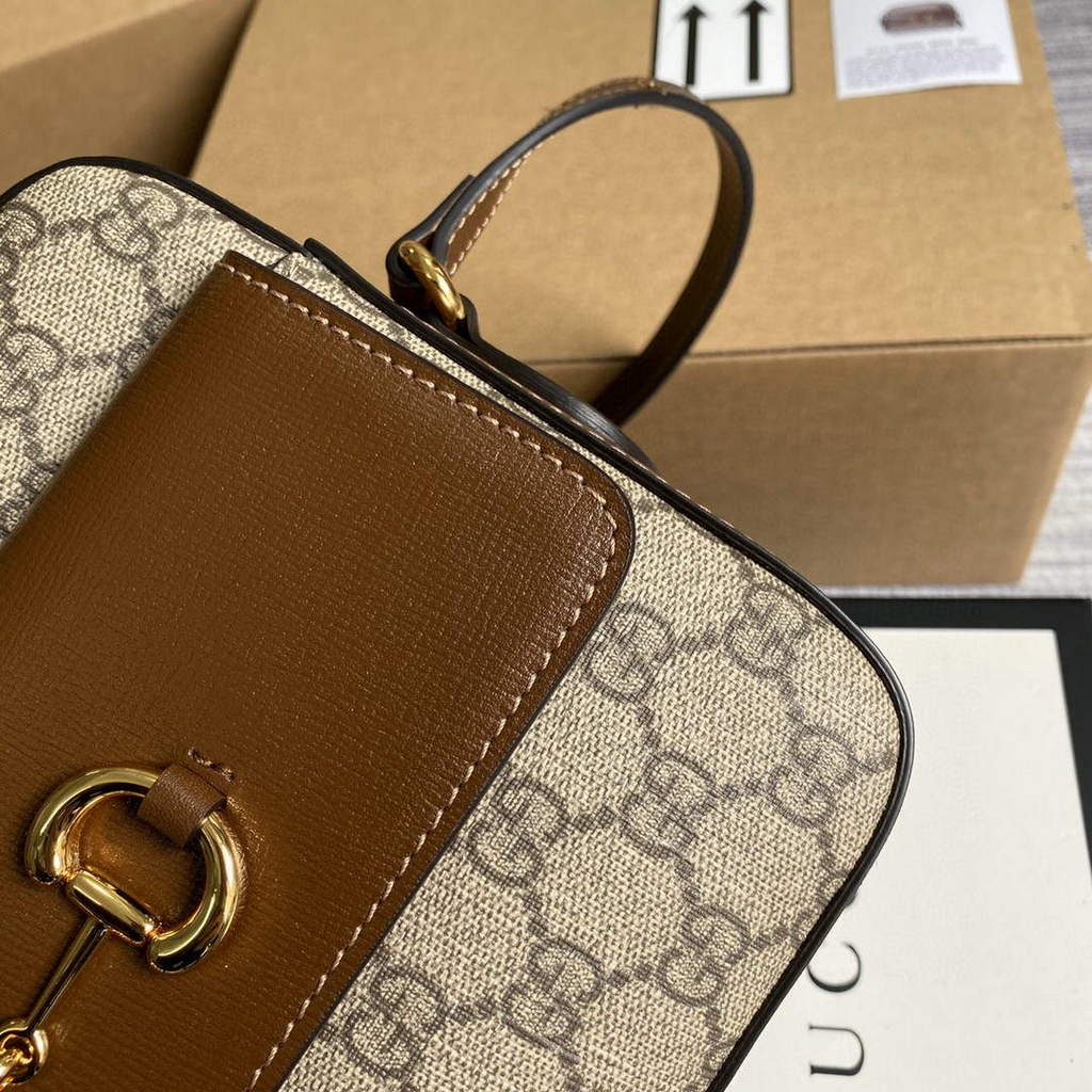 Gucci 645454 Gucci Horsebit 1955 small shoulder bag Biege and brown