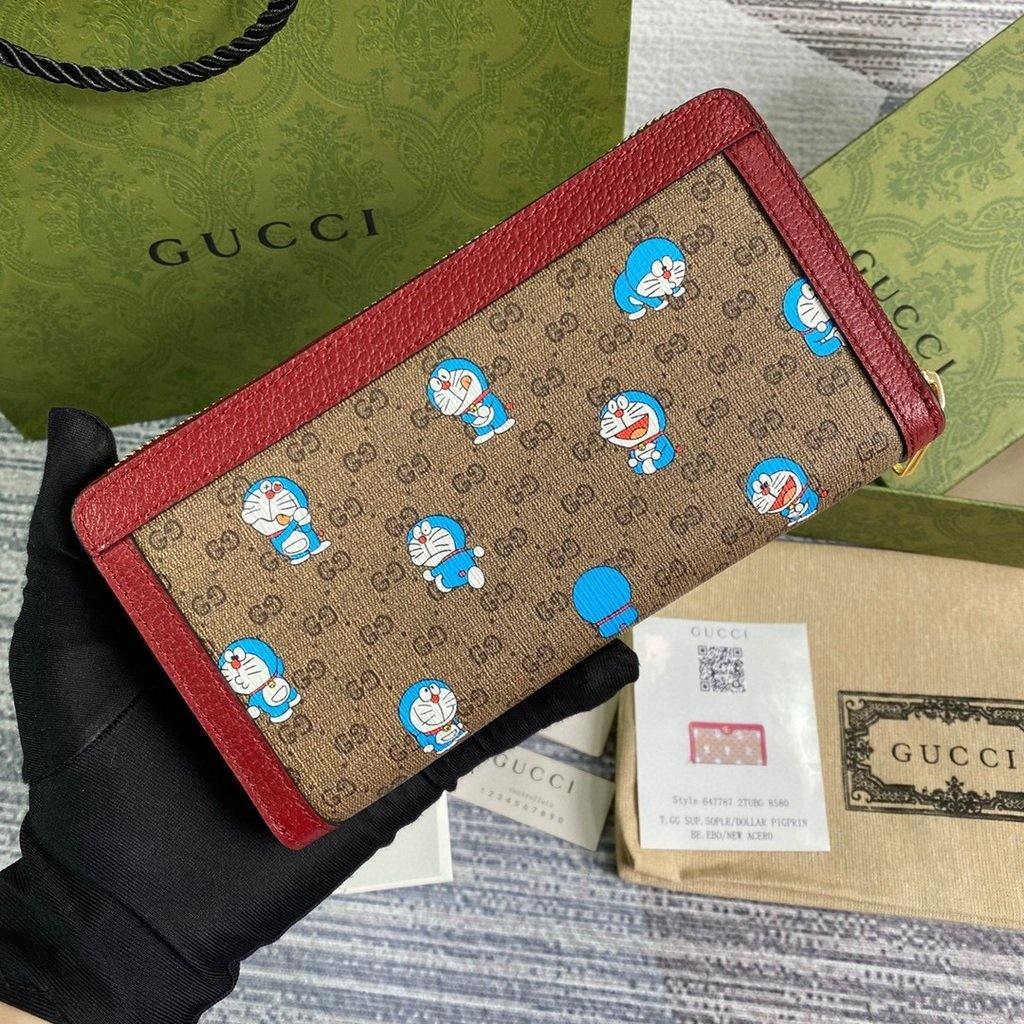 Gucci 647787 Doraemon x Gucci Zip Around Wallet Red - luxibagsmall