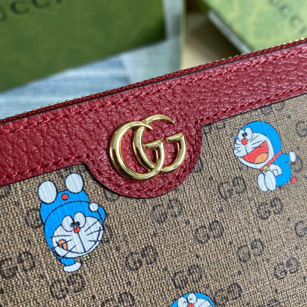 Gucci 647787 Doraemon x Gucci Zip Around Wallet Red - luxibagsmall