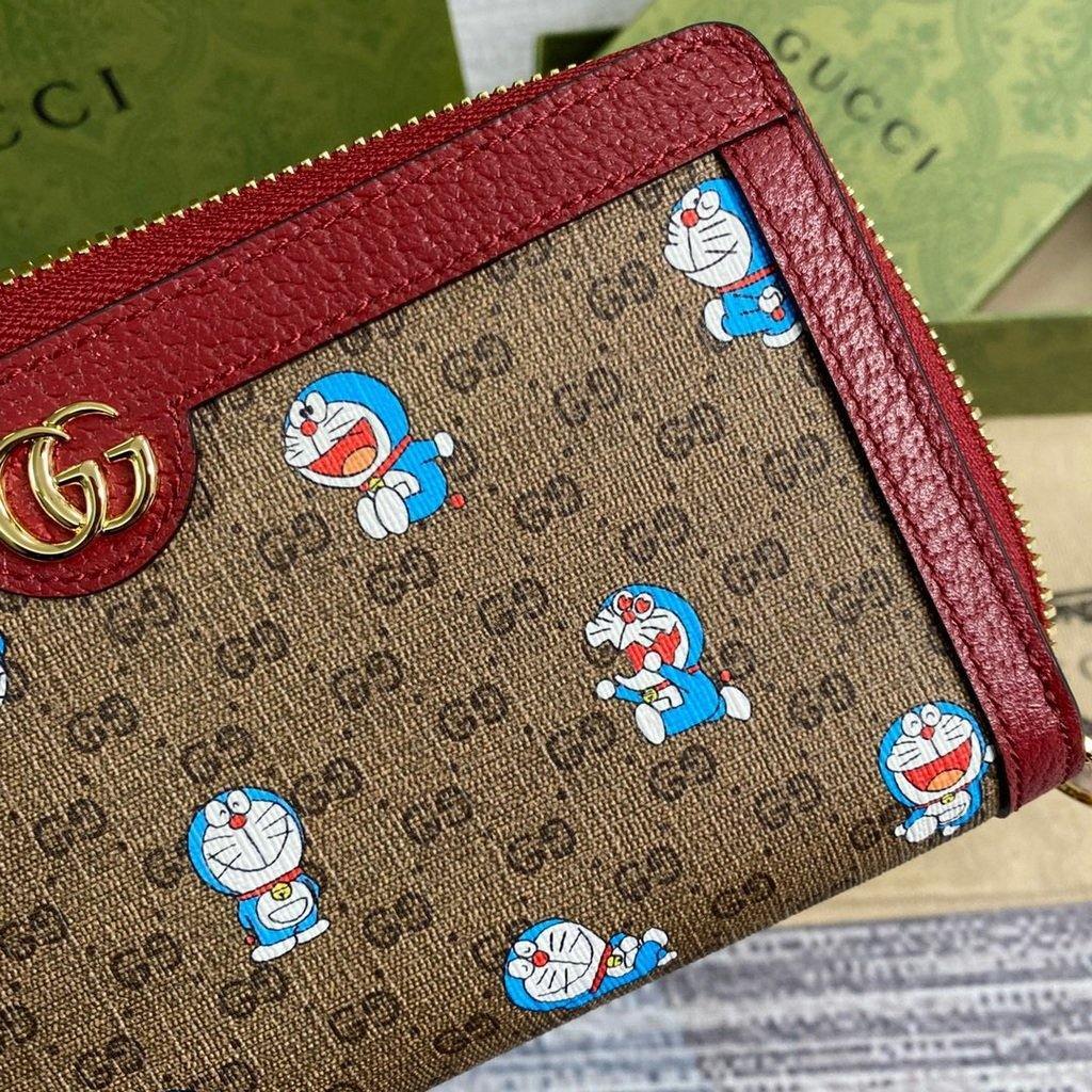 Gucci 647787 Doraemon x Gucci Zip Around Wallet Red - luxibagsmall