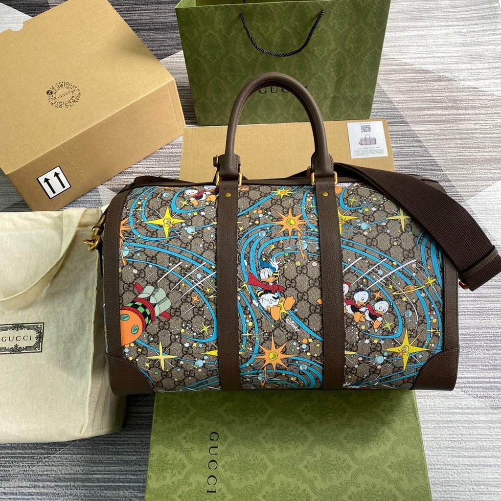 Gucci 648085 Disney x Gucci Donald Duck Duffel Bag Brown