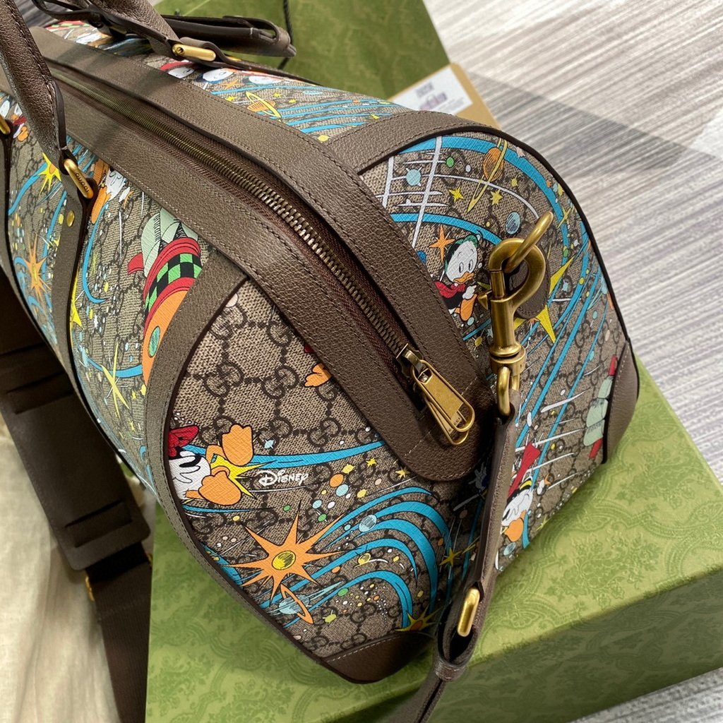 Gucci 648085 Disney x Gucci Donald Duck Duffel Bag Brown