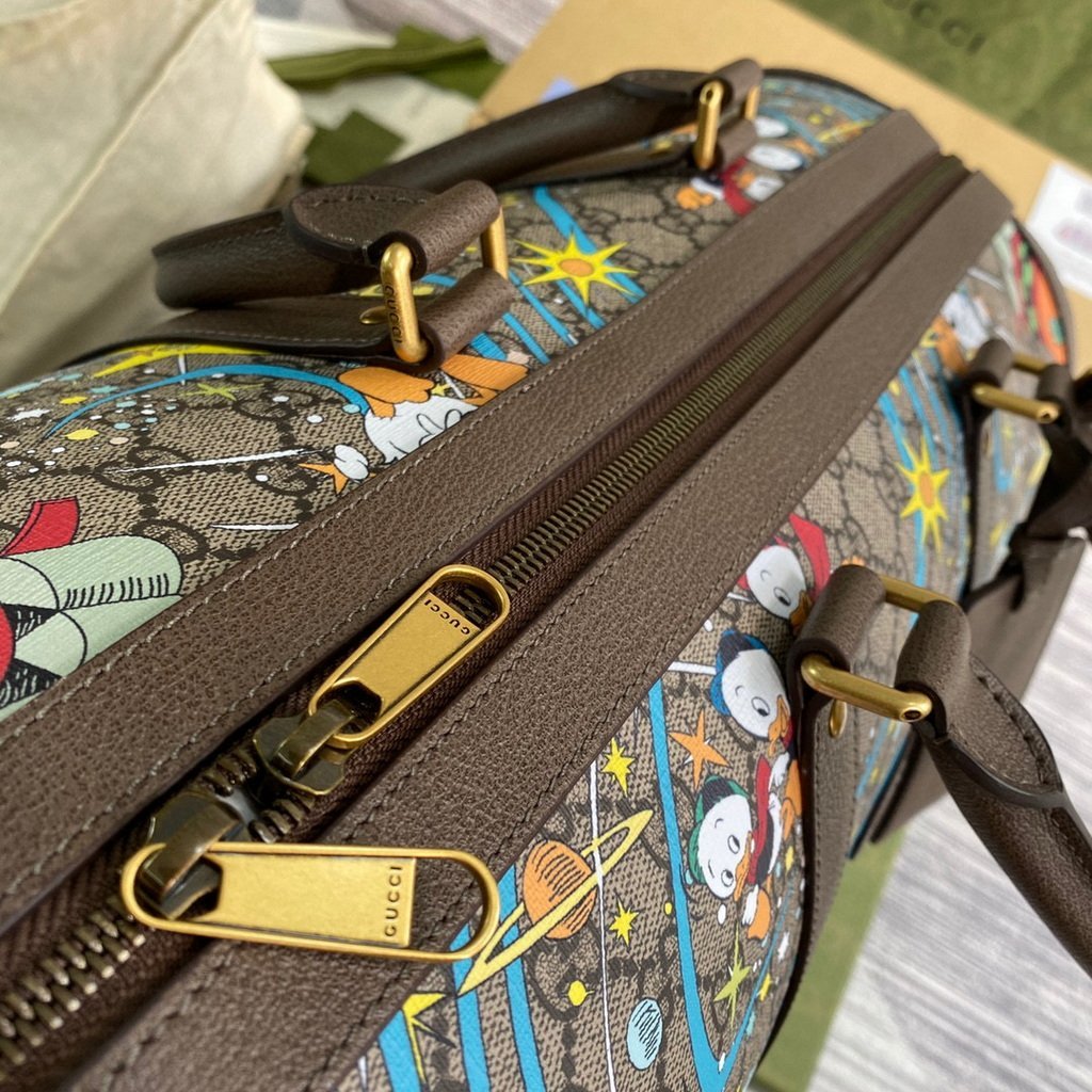 Gucci 648085 Disney x Gucci Donald Duck Duffel Bag Brown