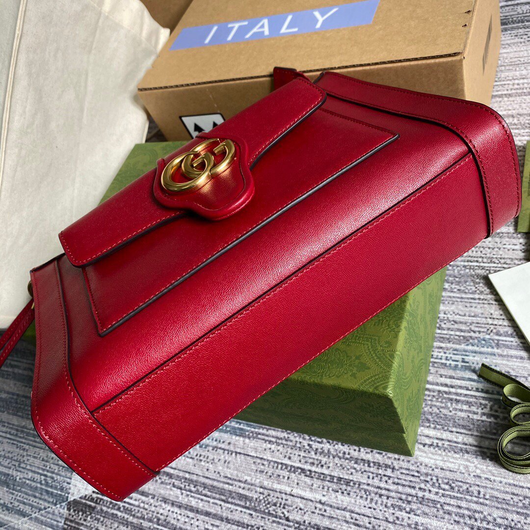 Gucci 648999 Small Shoulder Bag With Double G Red
