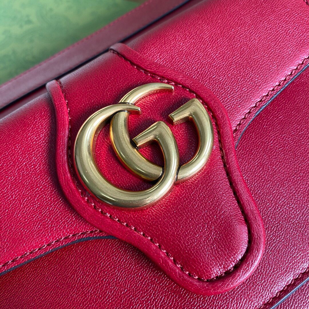 Gucci 648999 Small Shoulder Bag With Double G Red
