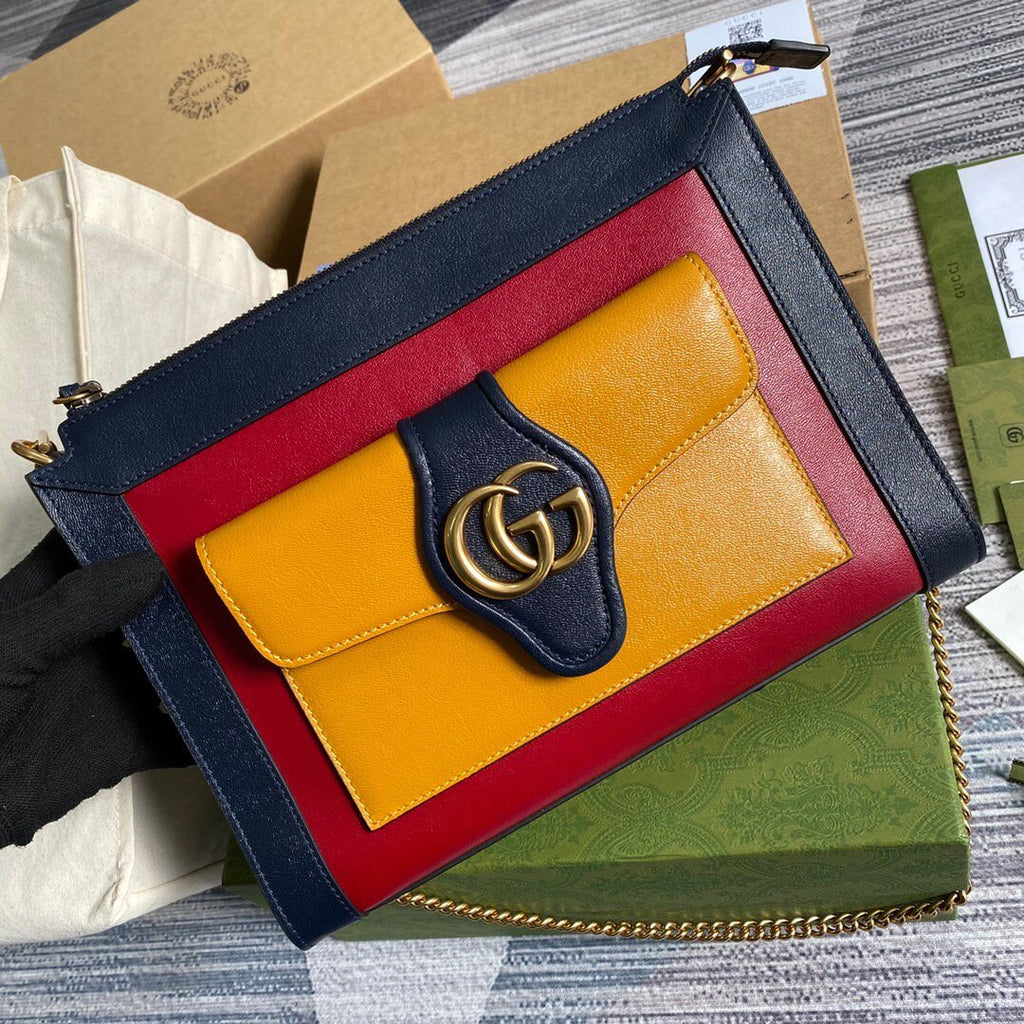 Gucci 648999 Small Shoulder Bag With Double G Red Yellow