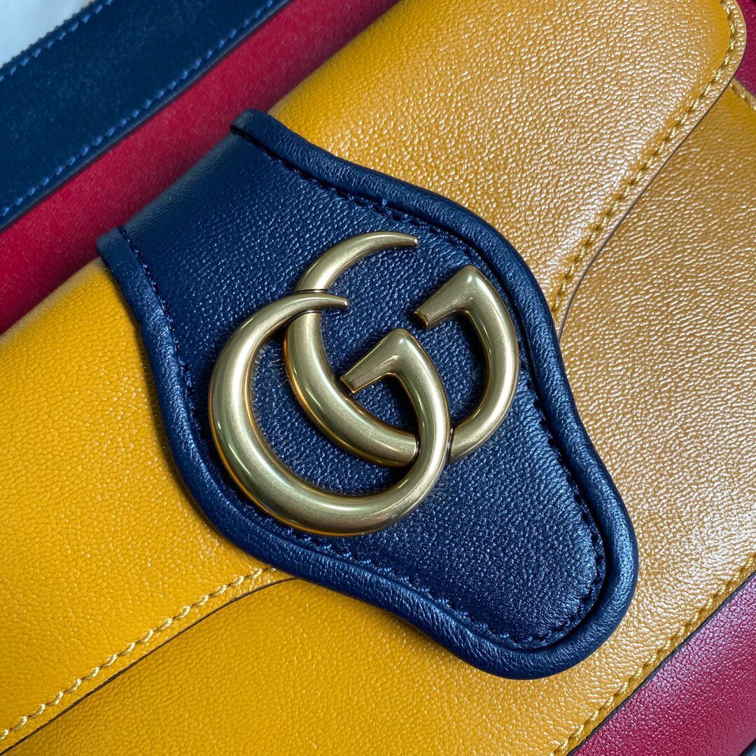Gucci 648999 Small Shoulder Bag With Double G Red Yellow
