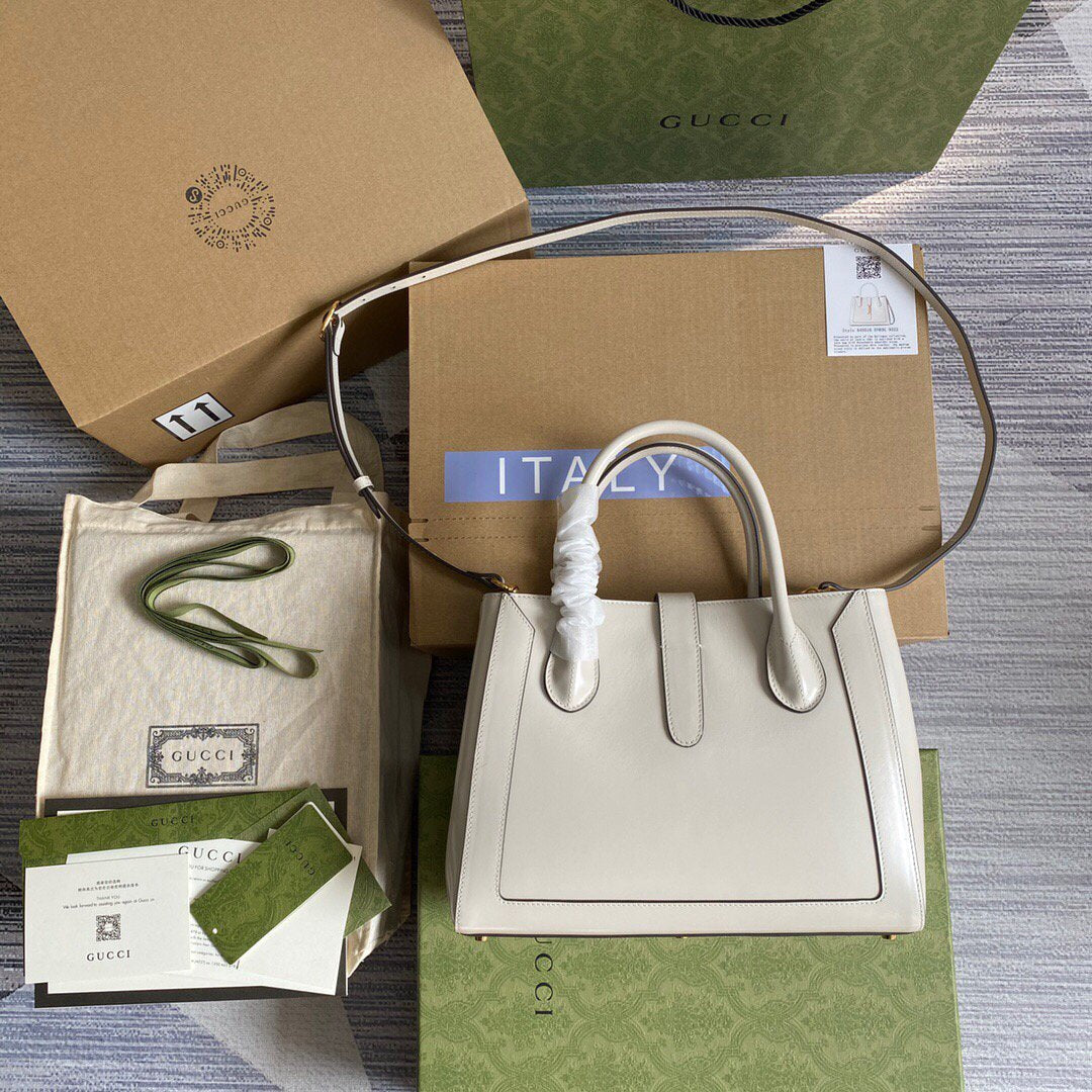 Gucci 649016 Gucci Jackie 1961 Medium Tote Bag White