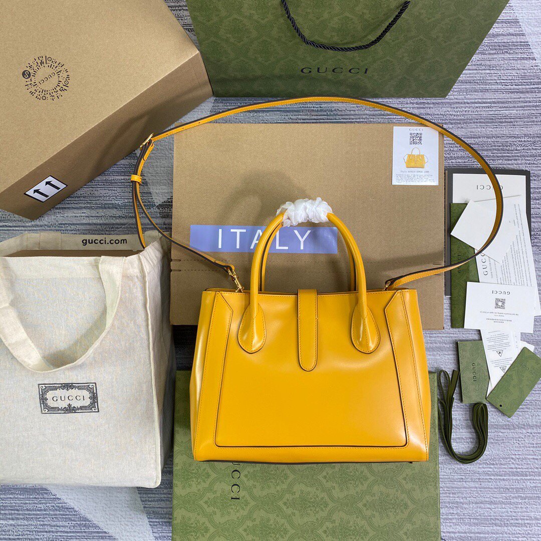 Gucci 649016 Gucci Jackie 1961 Medium Tote Bag Yellow
