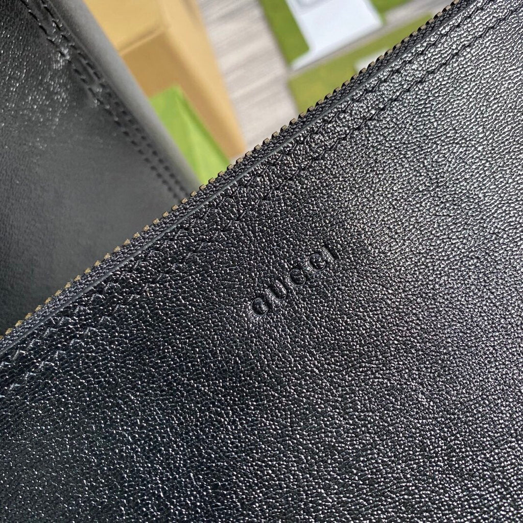 Gucci 649577 Medium Tote With Double G Black Leather