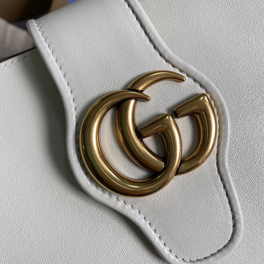Gucci 649577 Medium Tote With Double G White Leather
