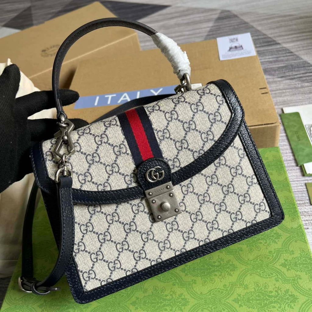 Gucci 651055 Ophidia GG small top handle bag Beige and Black