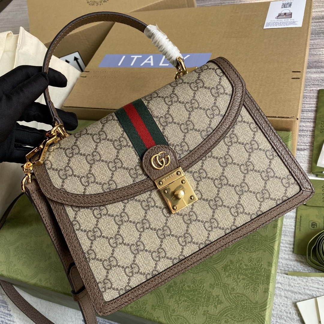 Gucci 651055 Ophidia GG small top handle bag Beige and ebony