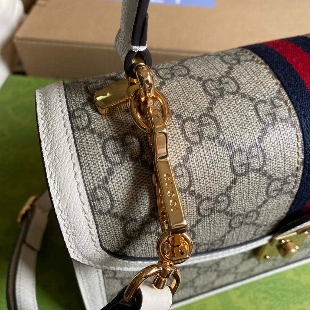 Gucci Ophidia GG small top handle bag 651055 Beige and White