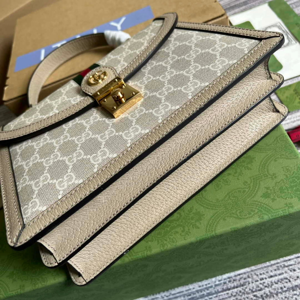 Gucci Ophidia GG small top handle bag 651055 Beige and White