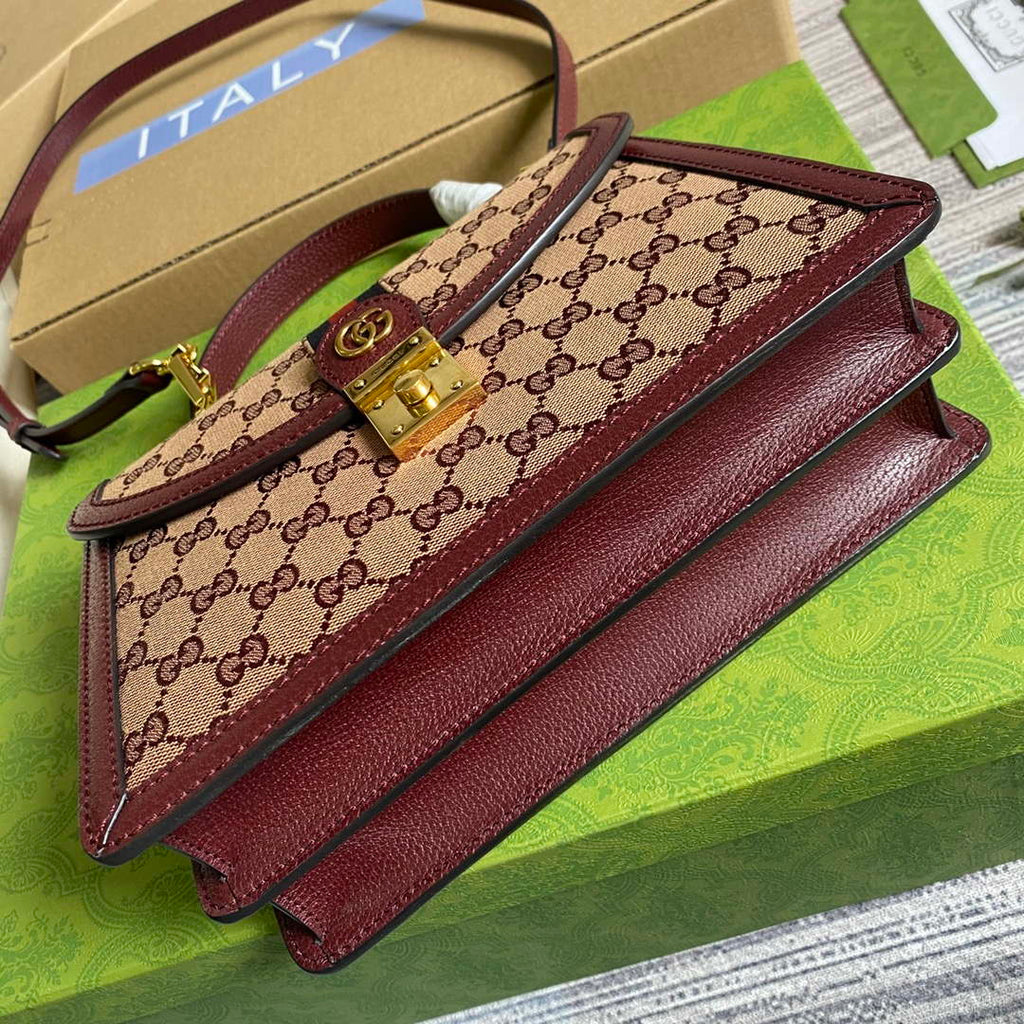 Gucci 651055 Ophidia GG small top handle bag Wine Red