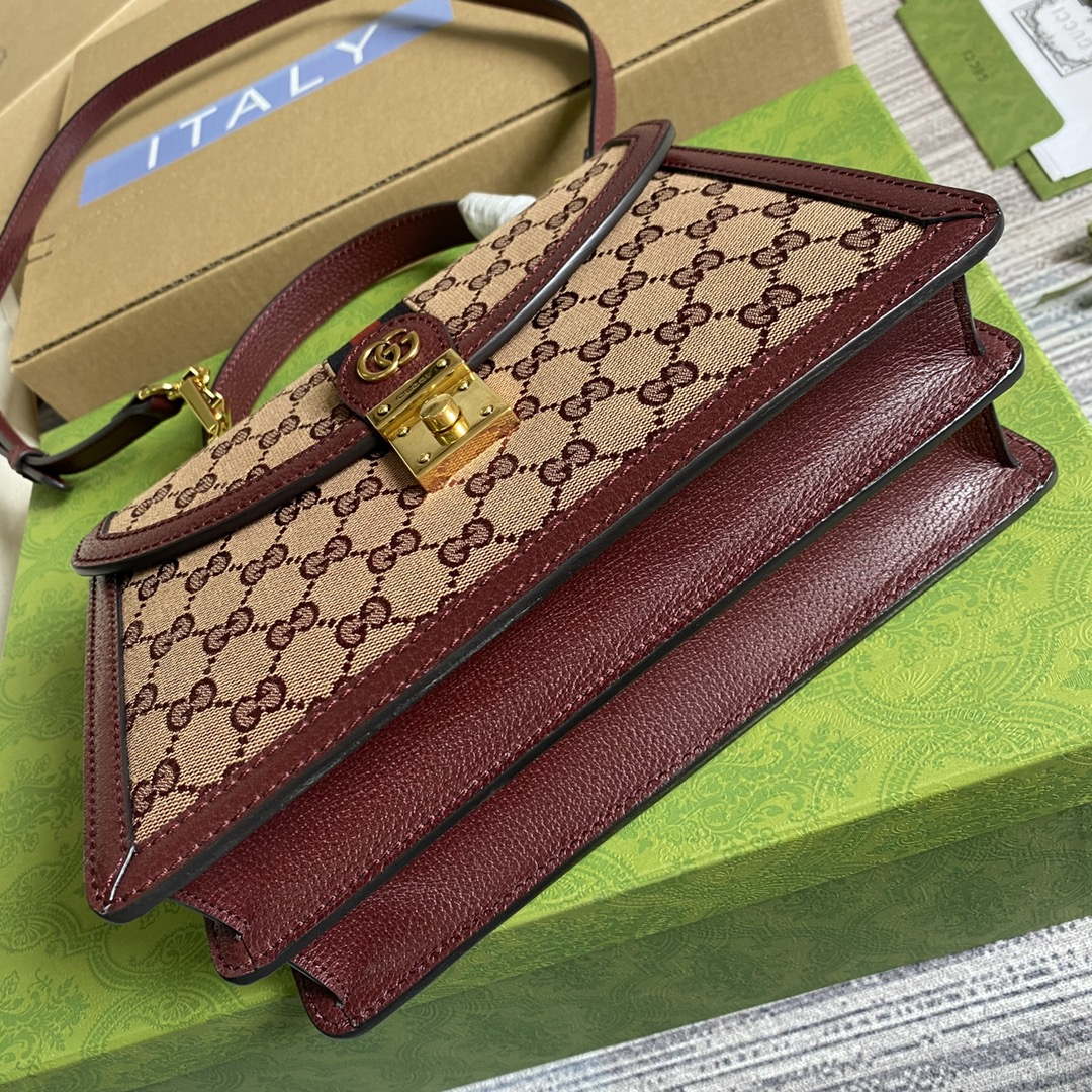 Gucci 651055 Ophidia GG small top handle bag Wine Red