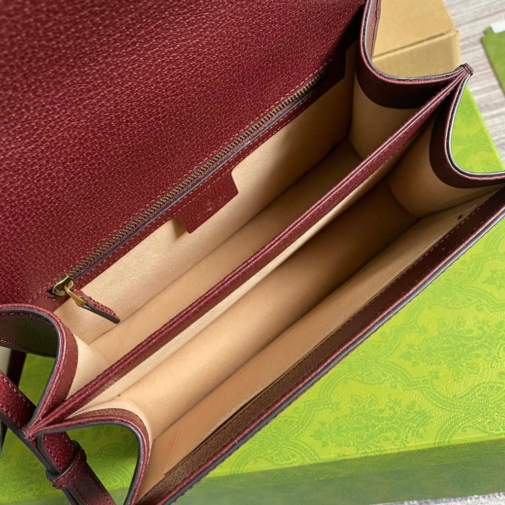 Gucci 651055 Ophidia GG small top handle bag Wine Red