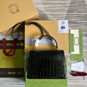 Gucci 651055 Ophidia GG small top handle Crocodile Leather bag Black - Default Title - View 2