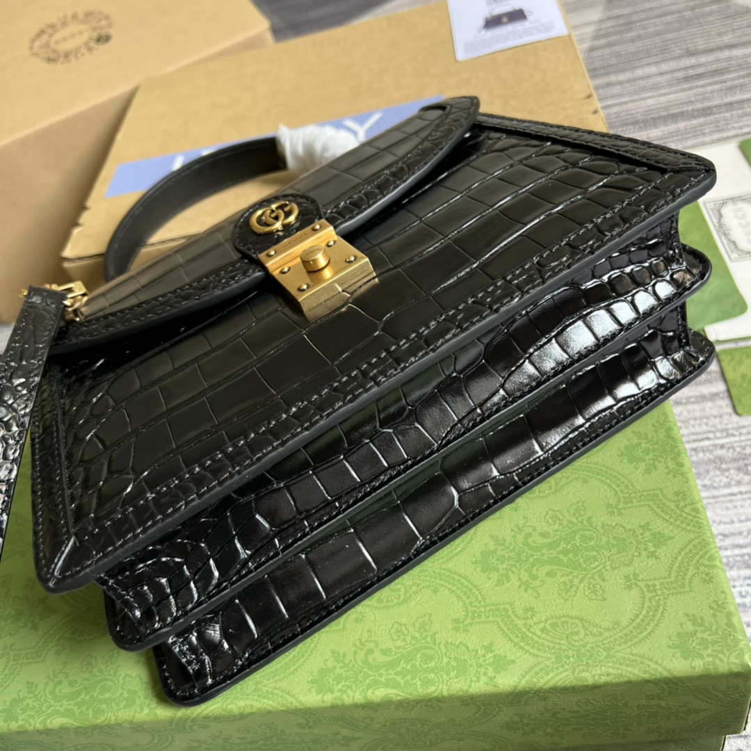 Gucci 651055 Ophidia GG small top handle Crocodile Leather bag Black - Default Title - View 6