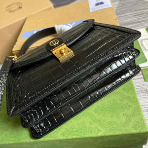 Gucci 651055 Ophidia GG small top handle Crocodile Leather bag Black - Default Title - View 6
