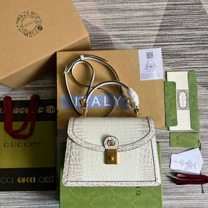 Gucci 651055 Ophidia GG small top handle Crocodile Leather bag White - Default Title - View 1