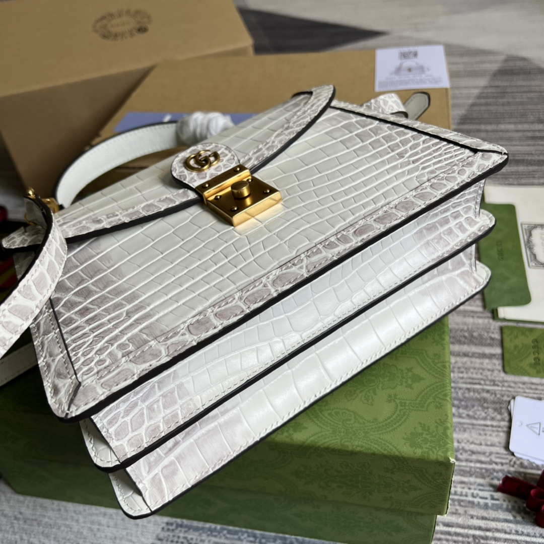 Gucci 651055 Ophidia GG small top handle Crocodile Leather bag White - Default Title - View 6