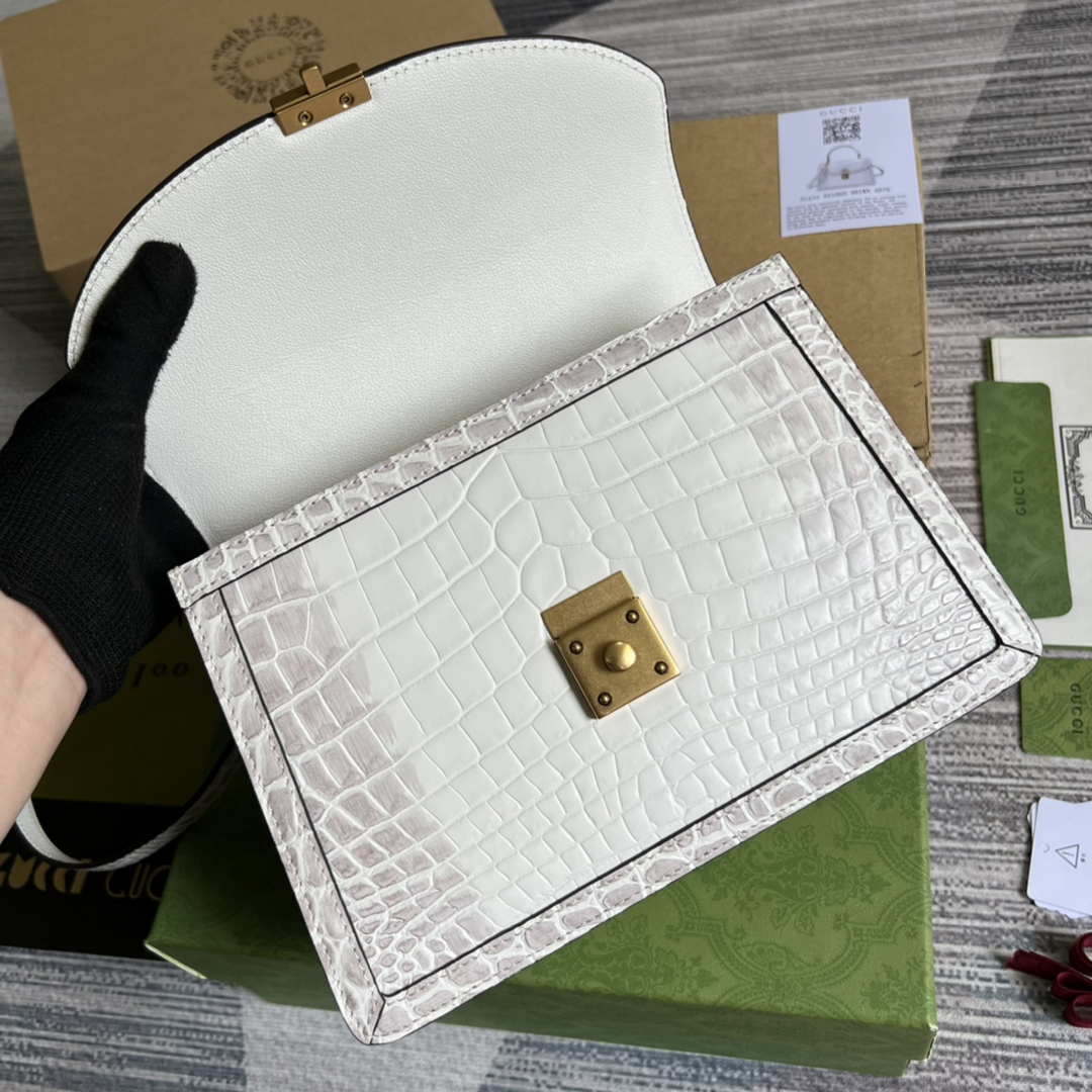 Gucci 651055 Ophidia GG small top handle Crocodile Leather bag White - Default Title - View 7