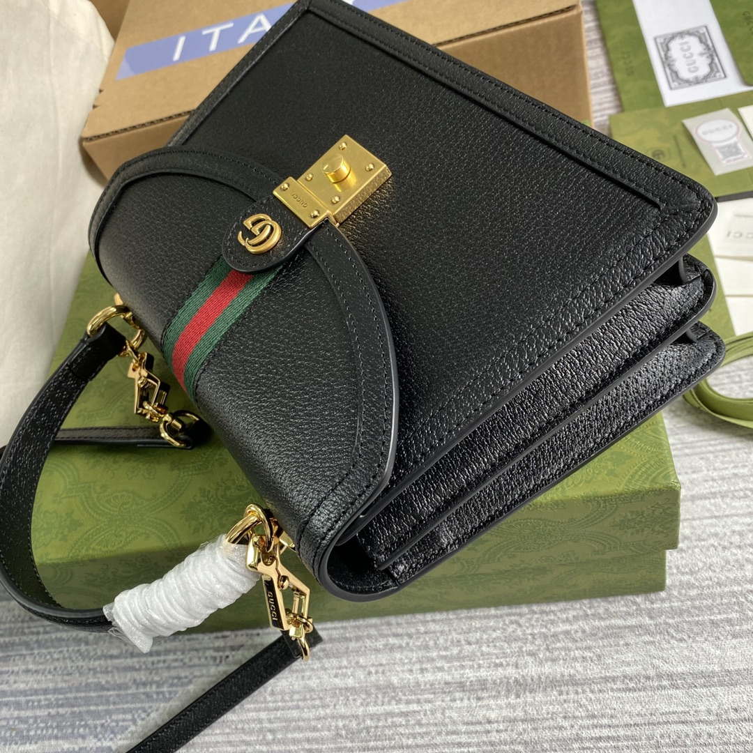 Gucci 651055 Ophidia GG small top handle Leather bag Black