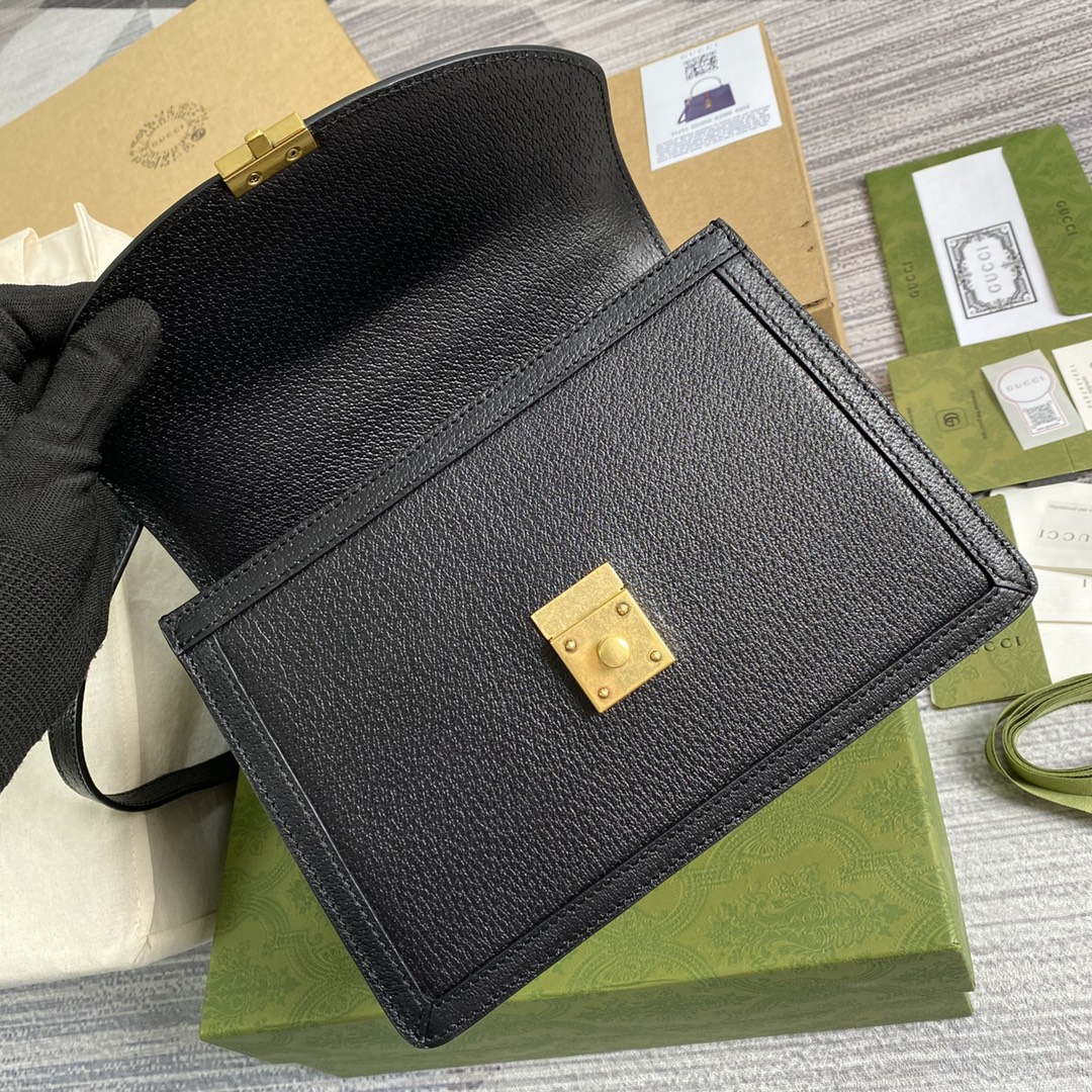 Gucci 651055 Ophidia GG small top handle Leather bag Black