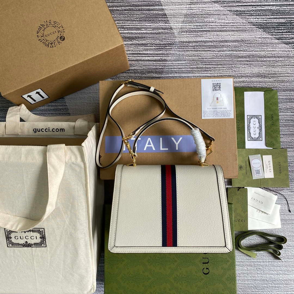 Gucci 651055 Ophidia GG small top handle Leather bag White