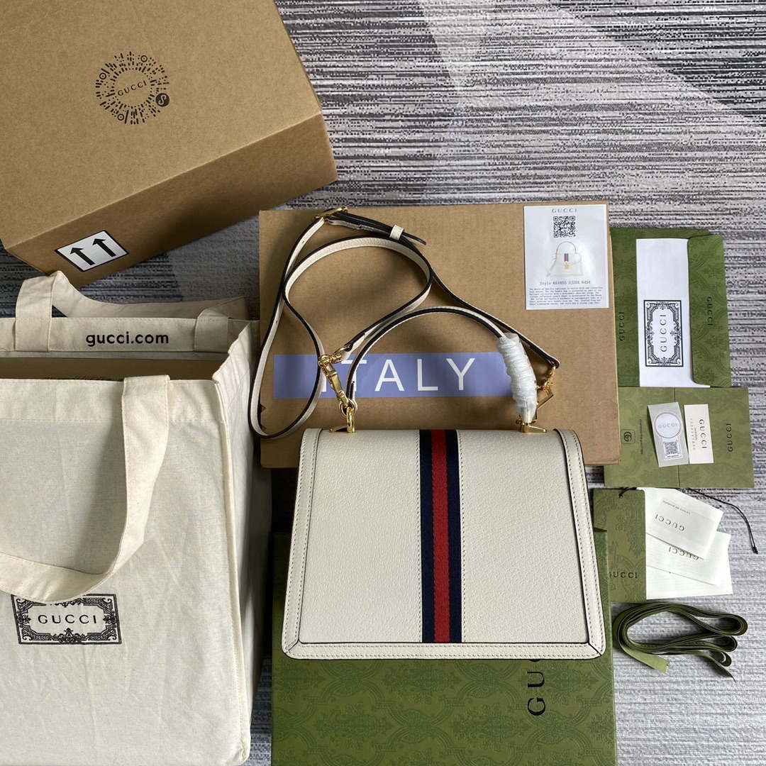 Gucci 651055 Ophidia GG small top handle Leather bag White - Default Title - View 2