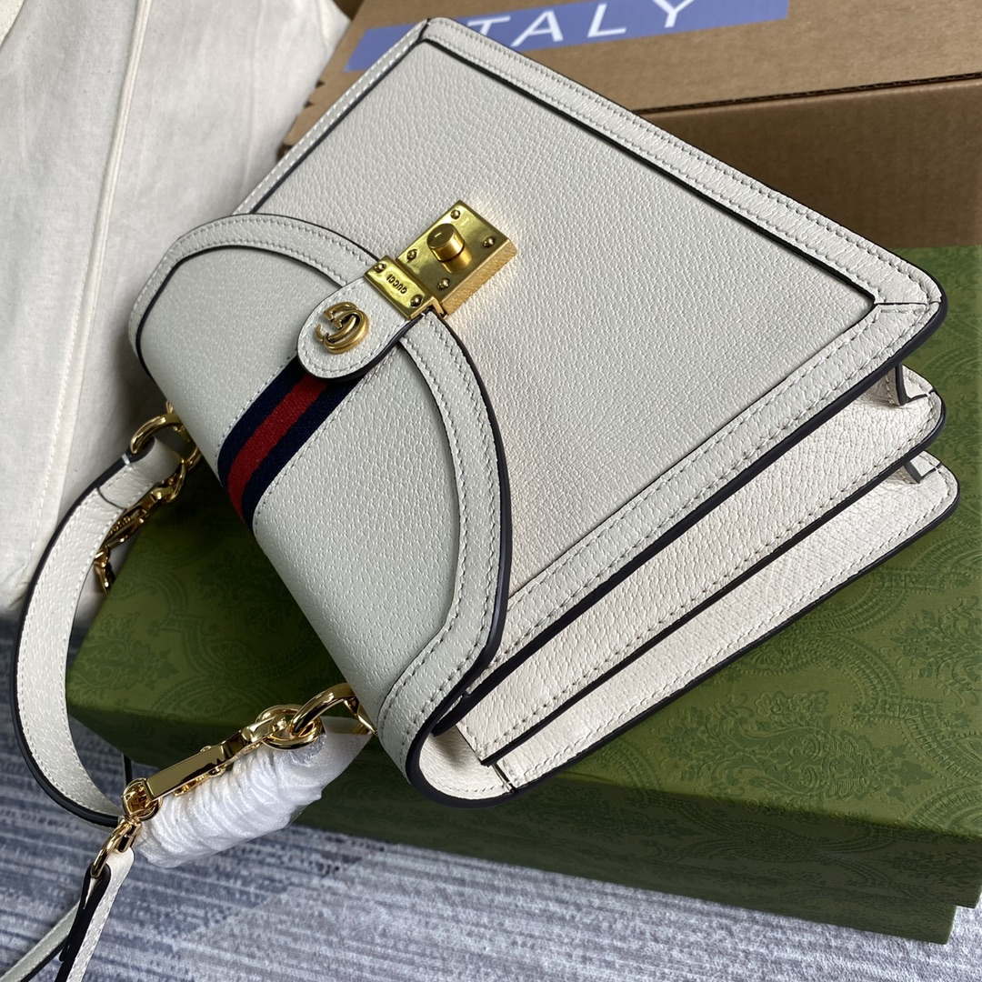 Gucci 651055 Ophidia GG small top handle Leather bag White - Default Title - View 3