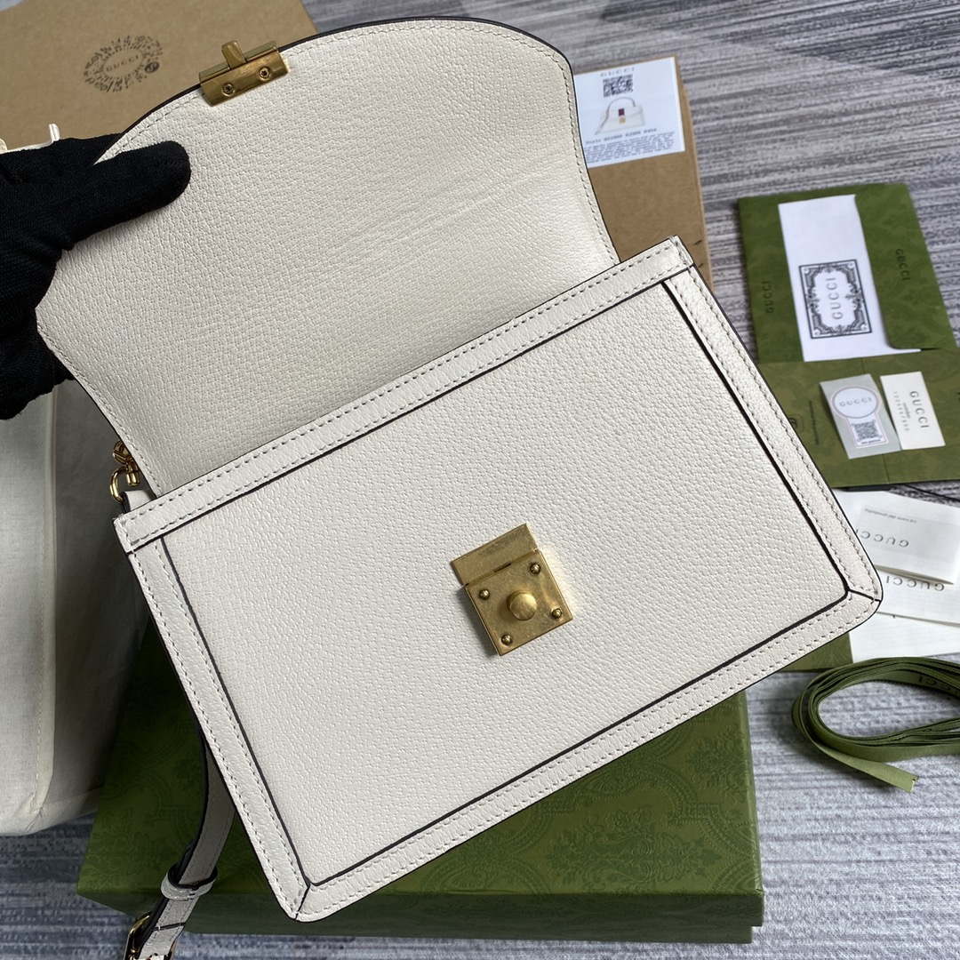 Gucci 651055 Ophidia GG small top handle Leather bag White
