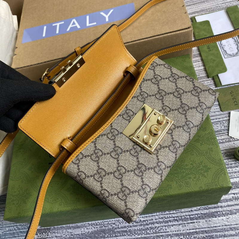Gucci 652683 Padlock Mini Bag Ivory and burnt orange
