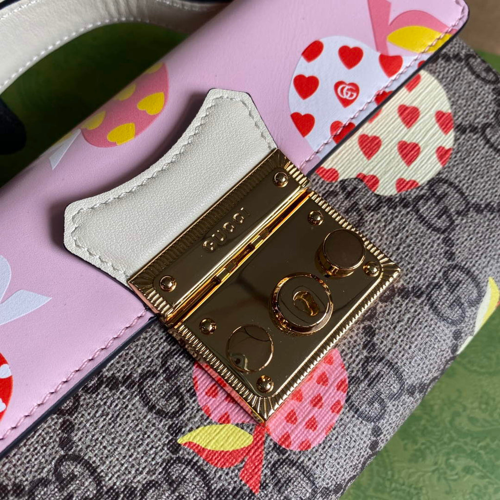 Gucci 652683 Padlock Mini Bag Pink and White