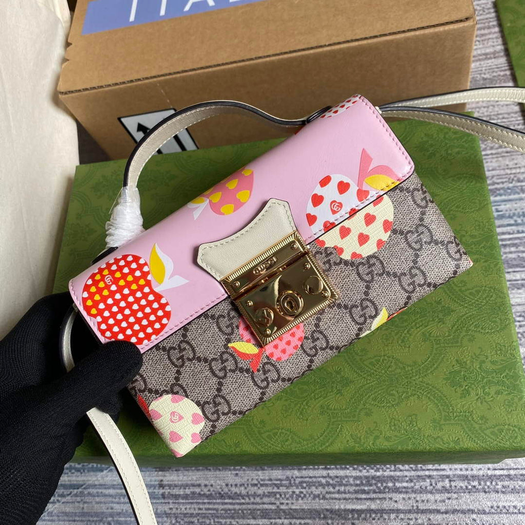Gucci 652683 Padlock Mini Bag Pink and White