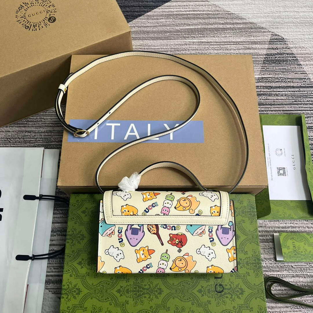 Gucci 652683 Padlock Mini Bag White leather animal print
