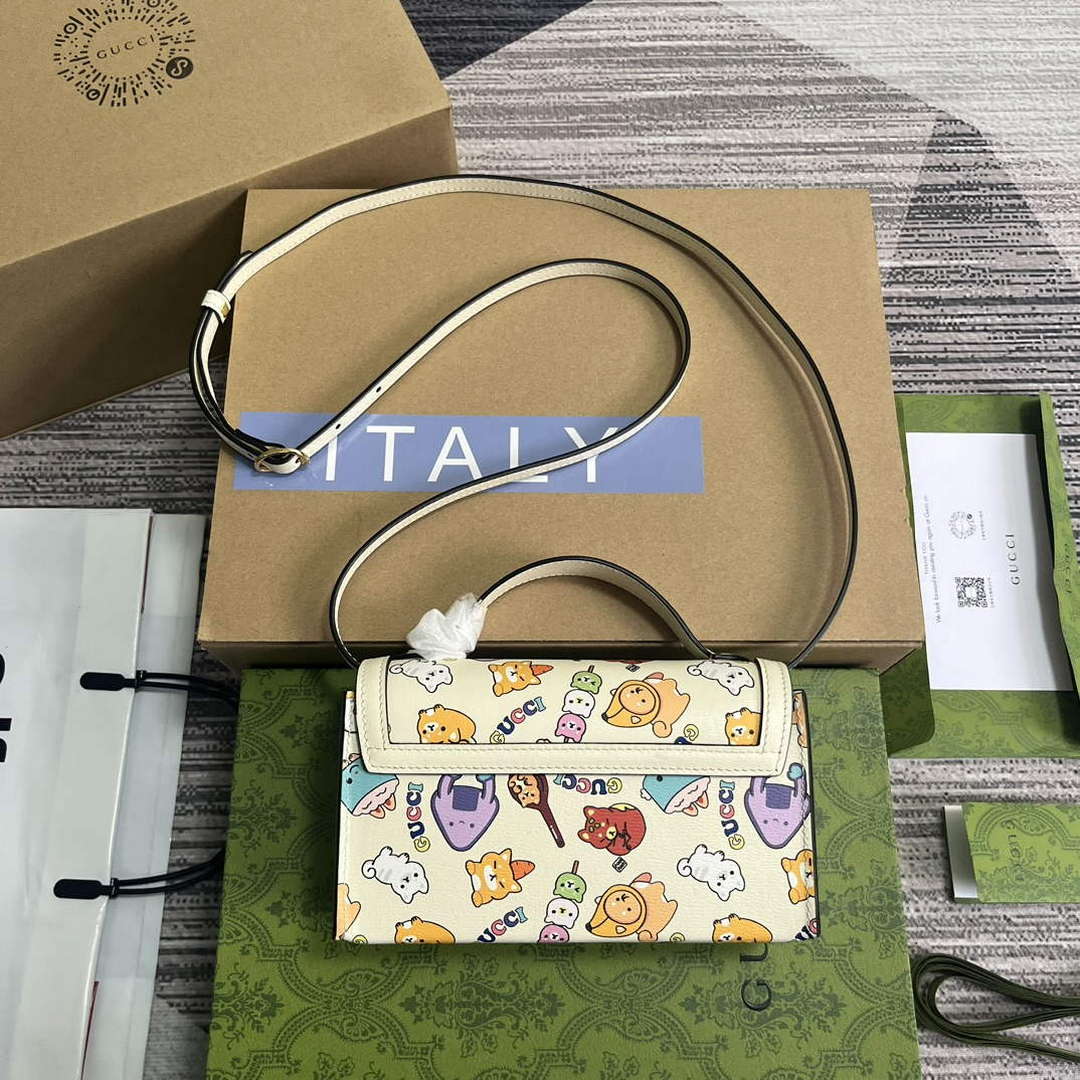 Gucci 652683 Padlock Mini Bag White leather animal print - Default Title - View 2