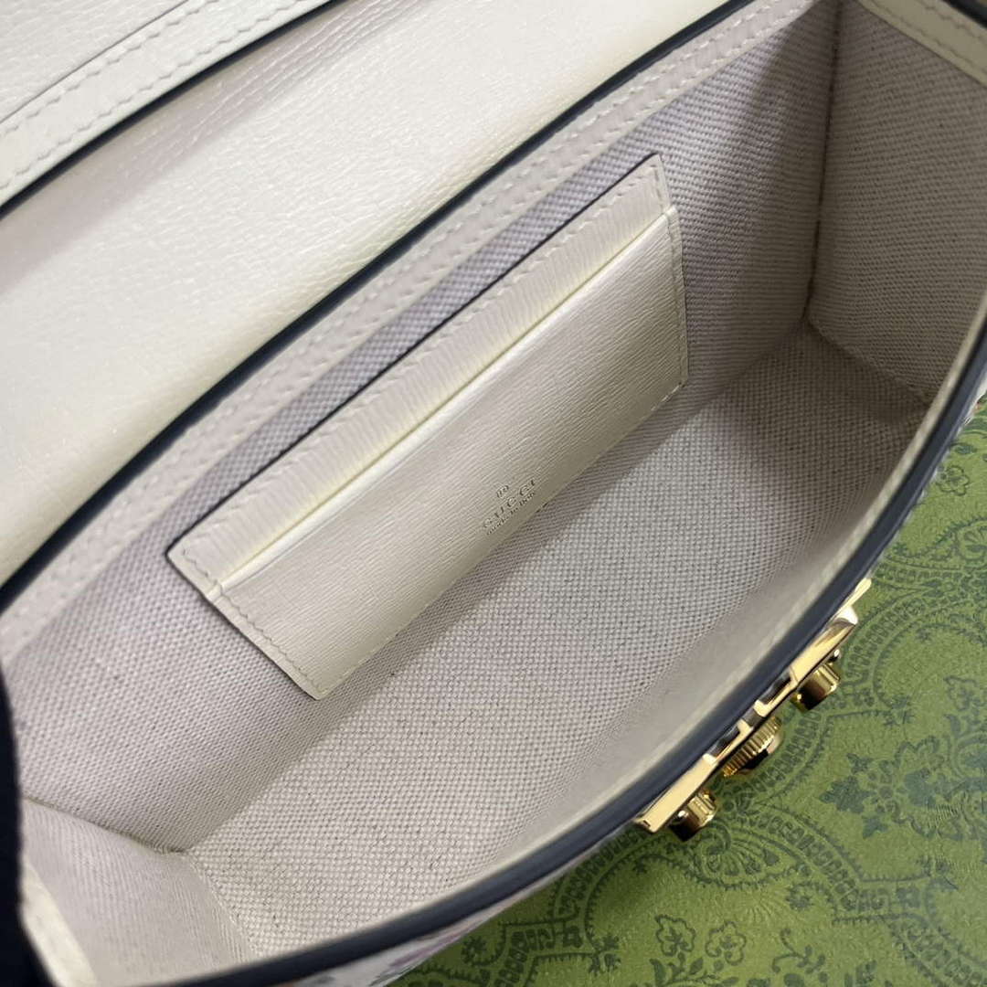 Gucci 652683 Padlock Mini Bag White leather animal print