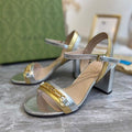 Gucci 655408 Women's Sandal With Chain Leather Silver - luxibagsmall