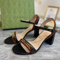Gucci 655408 Women's Sandal With Chain Leather Black - luxibagsmall