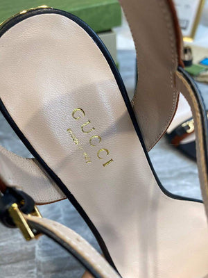 Gucci 655408 Women's Sandal With Chain Leather Black - luxibagsmall